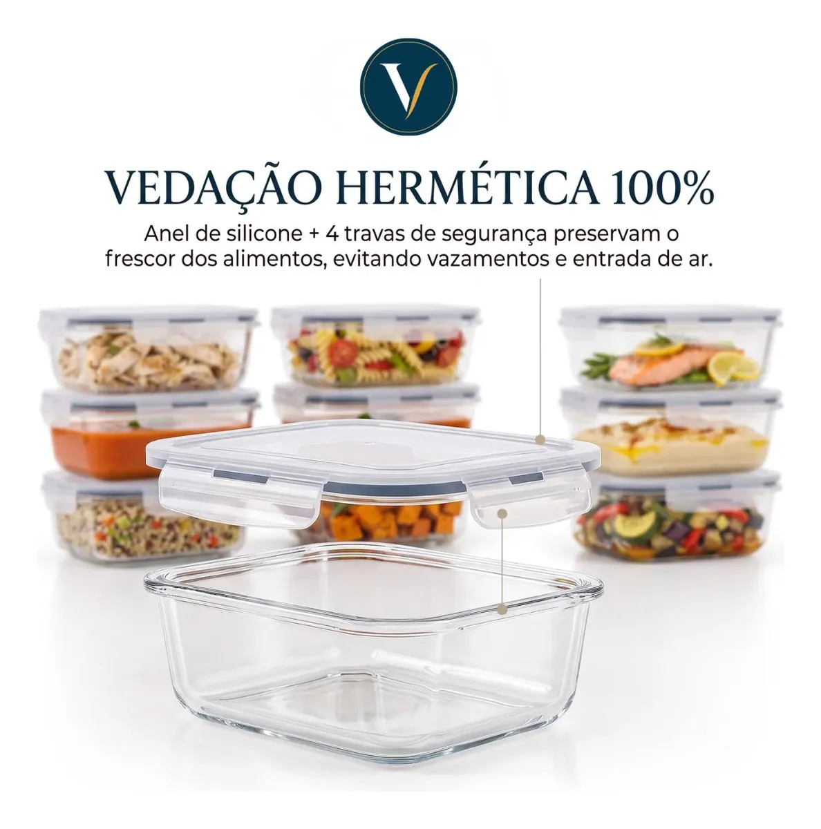 Kit 10 Pote De Vidro Marmita Hermético 640ml Freezer Fitness Vitrex-4